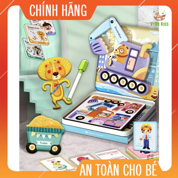 Bộ đồ chơi gỗ xếp hình ghép hình nam châm cho bé nhiều chủ đề đa dạng giúp bé sáng tạo VyVu Kids