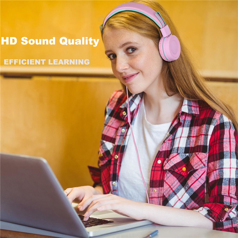 Tai Nghe Chụp Tai Có Dây Kèm Mic Kiểu Dáng Dễ Thương Cho Trẻ Em/Người Lớn