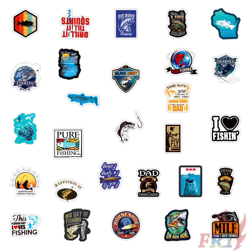 Bộ 100 Cái/Bộ ❉ Miếng Dán Hình Cá Trang Trí Độc Đáo ❉ Miếng Dán Graffiti Chống Thấm Nước Thời Trang DIY