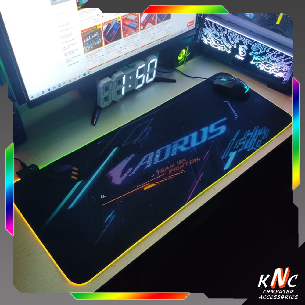 Mouse Pad, Bàn Di Chuột, Lót Di Chuột Led RGB Aorus Version 2 Sáng Viền