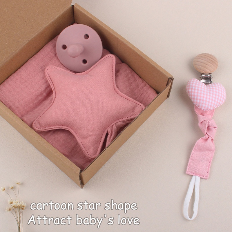 Bộ 3 Khăn Cotton Mềm Mịn Kẹp Núm Vú Giả / Núm Vú Giả Dễ Thương Cho Bé Sơ Sinh