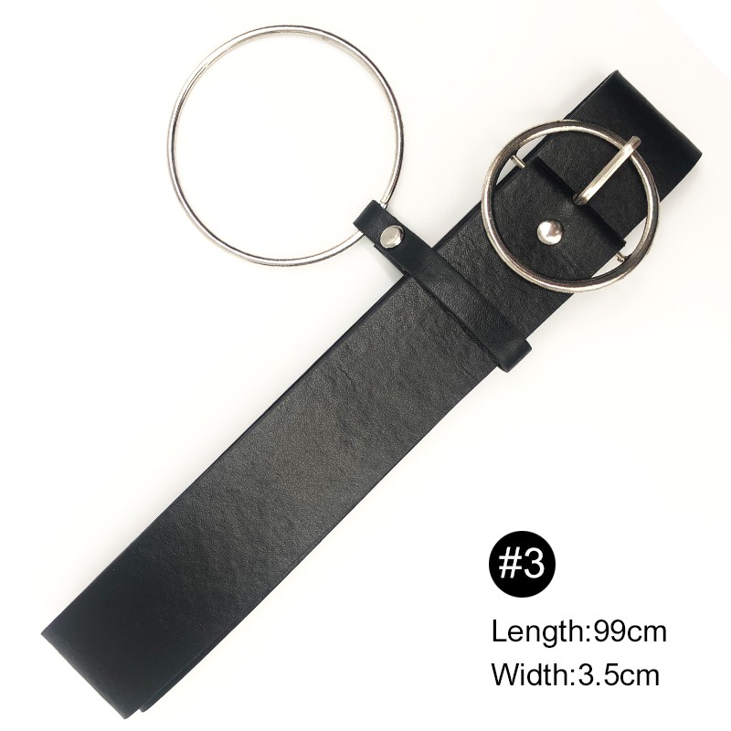 Thắt Lưng Da PU Màu Đen Thời Trang Hàn Quốc Cho Nữ