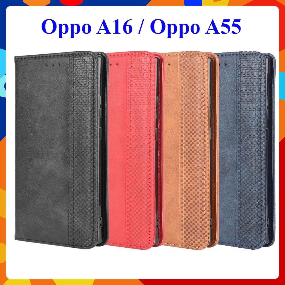 Bao da dạng ví Oppo A16, Oppo A55 (cam kết xịn) hít nam châm, ngăn đựng thẻ ATM tiền tiện lợi