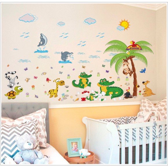 Decal trang trí bãi biễn của 2 Chú Cá Sấu ( Kèm Vido thật )