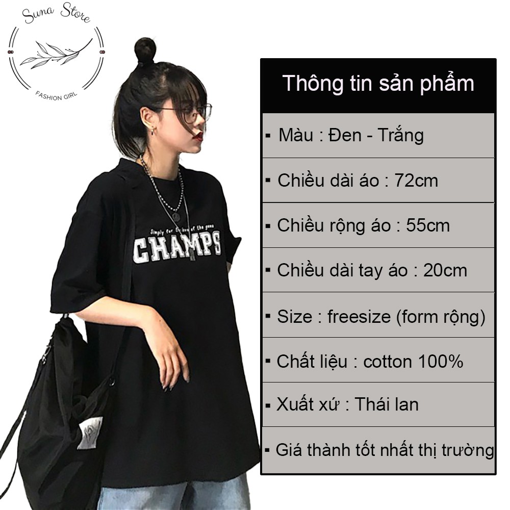 Áo phông nữ form rộng tay lỡ giấu quần, Áo thun nữ form rộng SUNA FASHION không bám lông từ 50 - 75kg