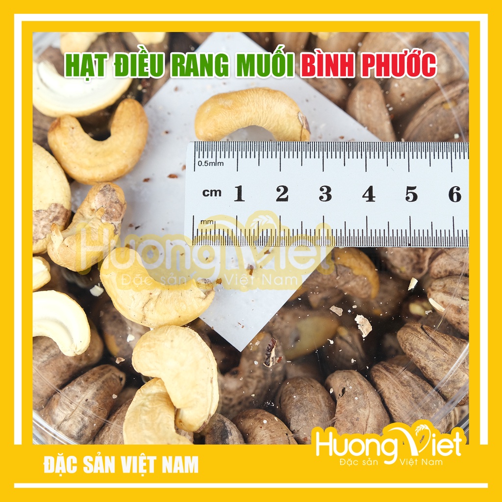 Hạt điều rang muối Bình Phước, hạt điều nguyên vỏ lụa loại 1 to tròn, giòn, ngọt, đặc sản hạt điều Việt Nam hộp 350g