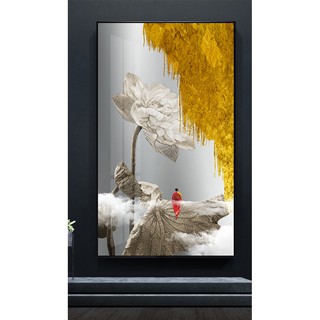 Tranh treo tường nghệ thuật hoa sen và phật  chất liệu bóng kiếng hoặc vải canvas ooopic_20324245