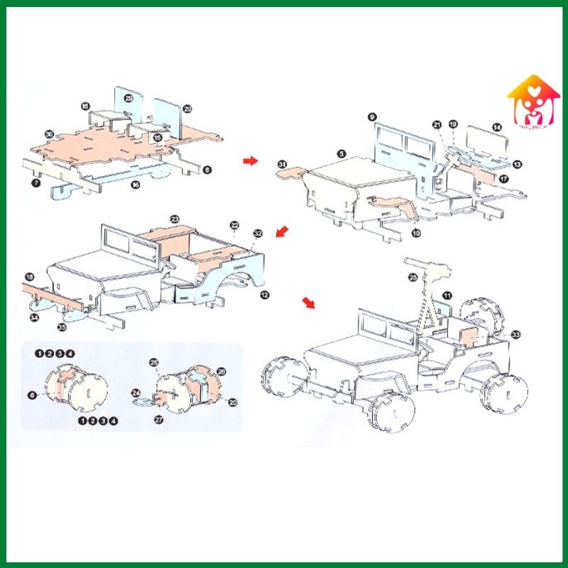 Đồ chơi lắp ráp 3D bằng mút xốp 21*14cm nhiều mô hình ngôi nhà, phương tiện cho bé