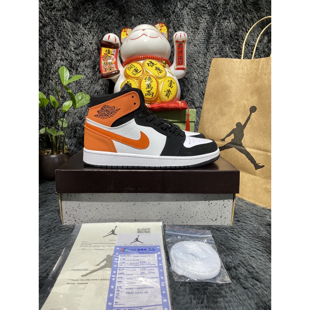 [Full box+bill] Giày Sneaker Jorrdan cao cổ trắng cam đen  full box bill và hộp bảo vệ