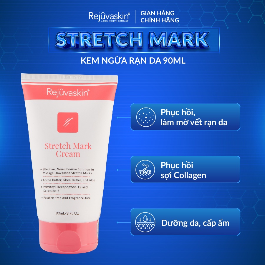 Combo chăm sóc da Rejuvaskin làm xẹp sẹo lồi, sẹo phì đại Silicone Rejuvasil Gel 10ml và làm mờ vết rạn da 90ml