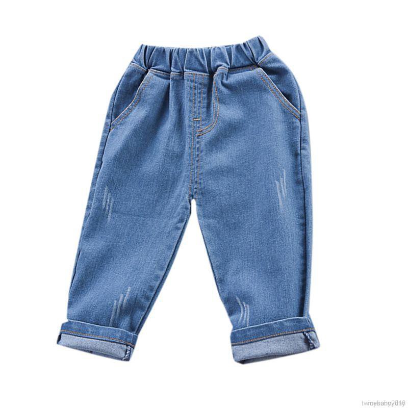 Áo thun in hình xe hơi hoạt hình + quần jeans thời trang năng động cho bé trai