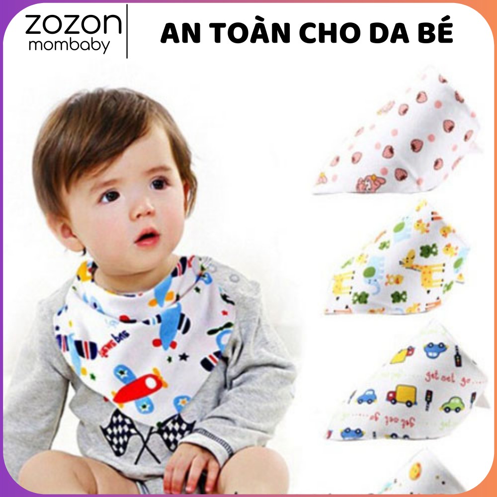 Yếm cho bé tam giác, yếm cotton xô có cúc khuy bấm giữ ấm cổ cho trẻ sơ sinh lau và vệ sinh cho bé Zozon