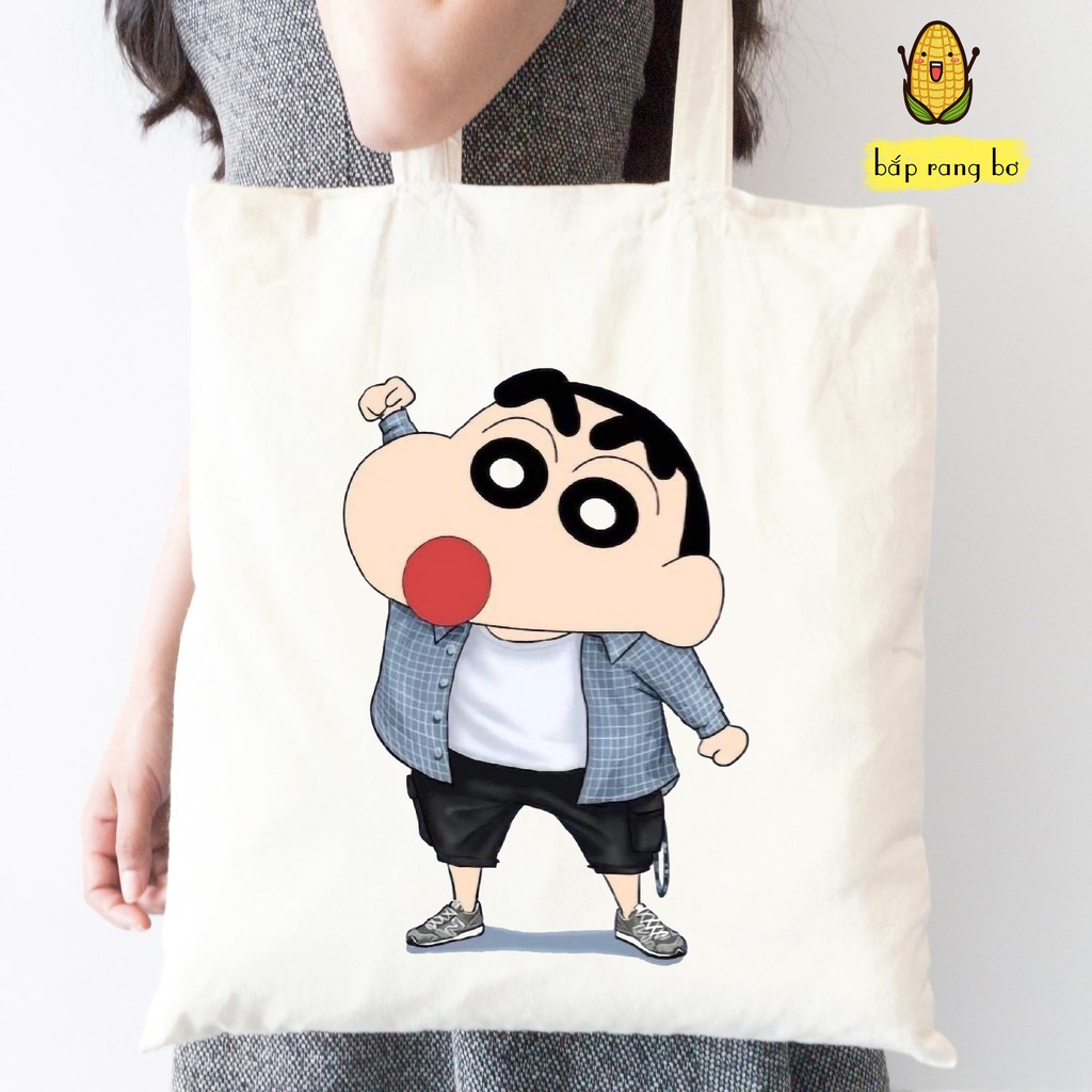 TÚI TOTE SHIN CẬU BÉ BÚT CHÌ - VẢI DỆT CANVAS