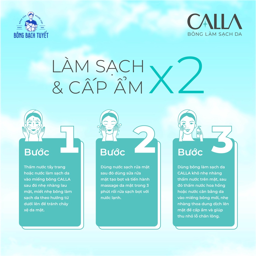 [Hàng tặng không bán P] Combo 2 Bông tẩy trang làm sạch da Bông Bạch Tuyết Calla Sạch Sâu (30 miếng/hộp) | BigBuy360 - bigbuy360.vn