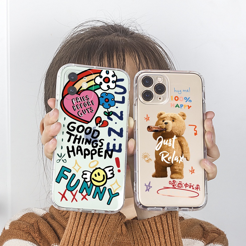 Ốp lưng iphone Ốp điện thoại Suntaiho TPU họa tiết vui nhộn màu trong suốt cho IPhone 13 12 11 Pro Max X XsMax XR 8 7