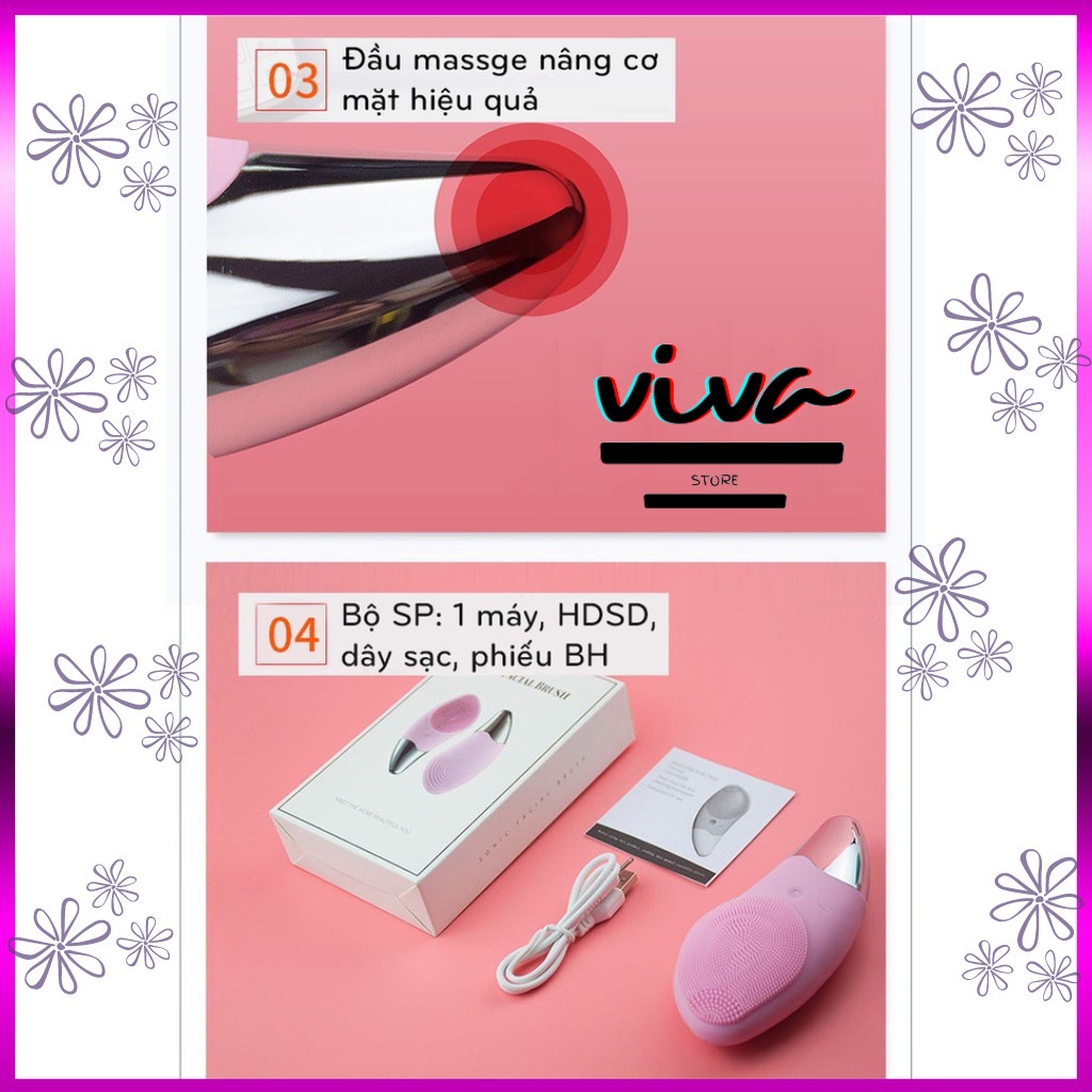 Máy rửa mặt mát xa nâng cơ trẻ hóa CHÍNH HÃNG SILICON CHỐNG NƯỚC BEIERYA BẢO HÀNH 2 THÁNG