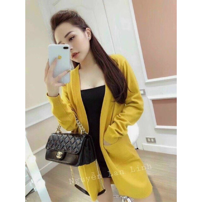 Áo khoác cardigan dài hai túi hàng cao cấp!