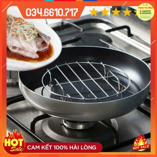 Rế hấp, rế lót nồi inox đa năng 2 in 1 cỡ lớn 20,5cm - Rế hấp đa chức năng