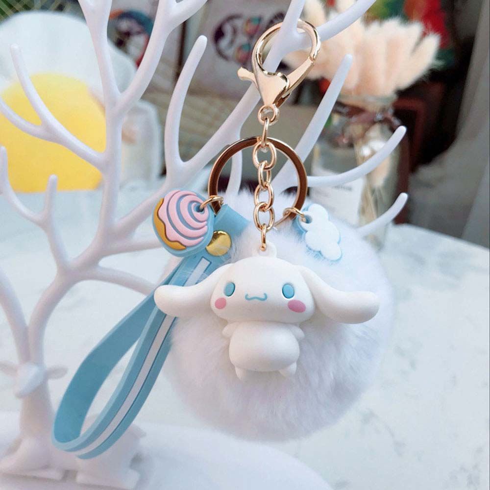 Móc khóa gắn bóng lông hình động vật dễ thương thời trang cho nữ