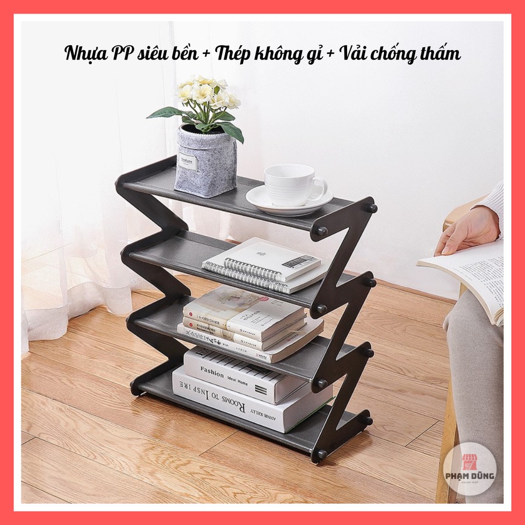 Kệ giày dép 4 tầng lắp ráp , kệ sách hình ziczac đa năng