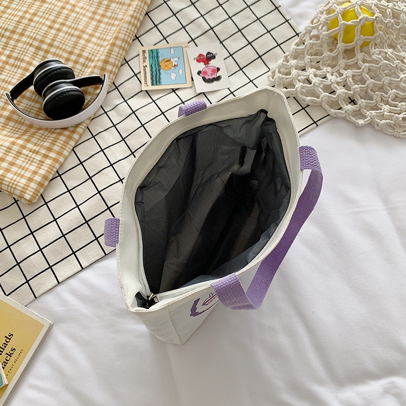 Túi Xách Canvas Sức Chứa Lớn In Hình Hoạt Hình Dễ Thương Cho Nữ