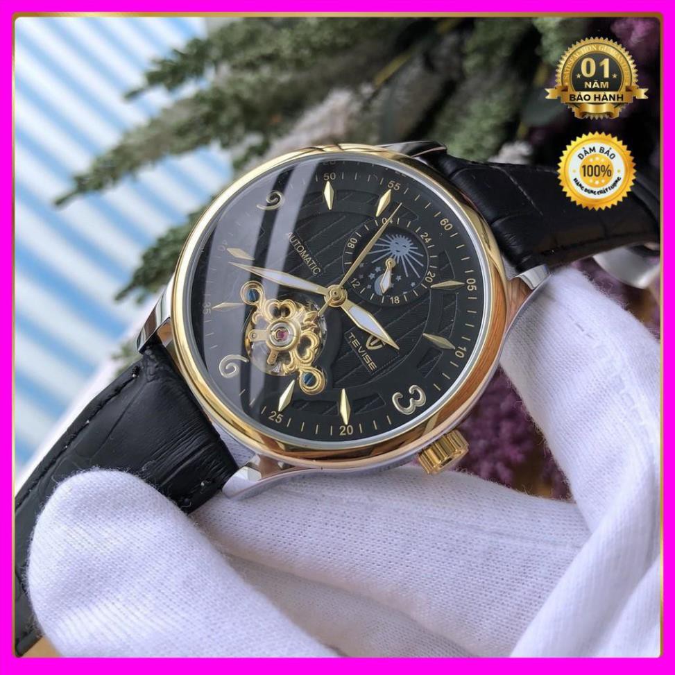 Đồng hồ nam automatic dây da bọc su cực bền hiệu tevise chính hãng (tặng kèm hộp) | BigBuy360 - bigbuy360.vn