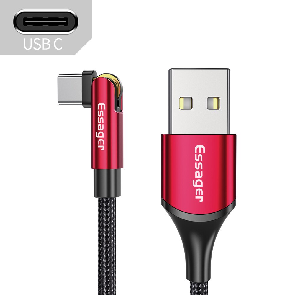 Dây Cáp Dữ Liệu Essager Micro USB USBC Type C Sạc Nhanh 3A Xoay 90 Độ Cho Điện Thoại Di Động Xiaomi Samsung