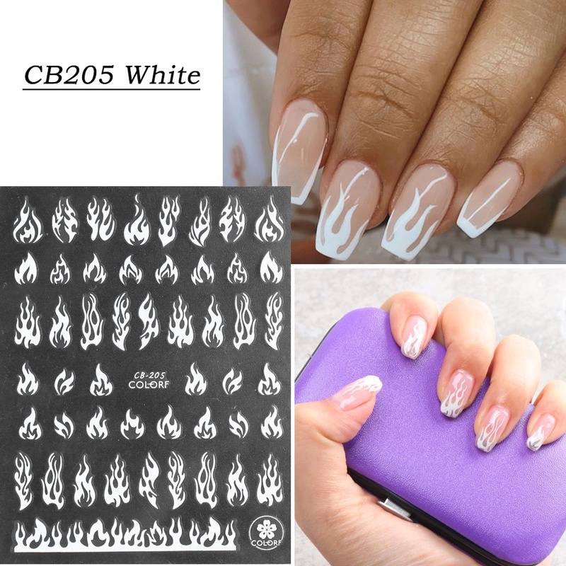 Miếng Dán Móng Tay Hiệu Ứng Lửa Lửa 3D Ba Chiều Tự Dính DIY