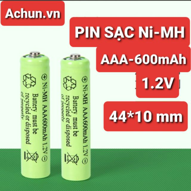 PIN SẠC Ni-MH AAA 600mAh - 1.2V kích thước 44x10mm