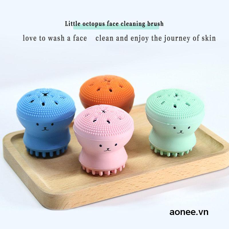 ✨✨Bàn chải làm sạch mặt trang điểm bằng silicone hình bạch tuộc đáng yêu