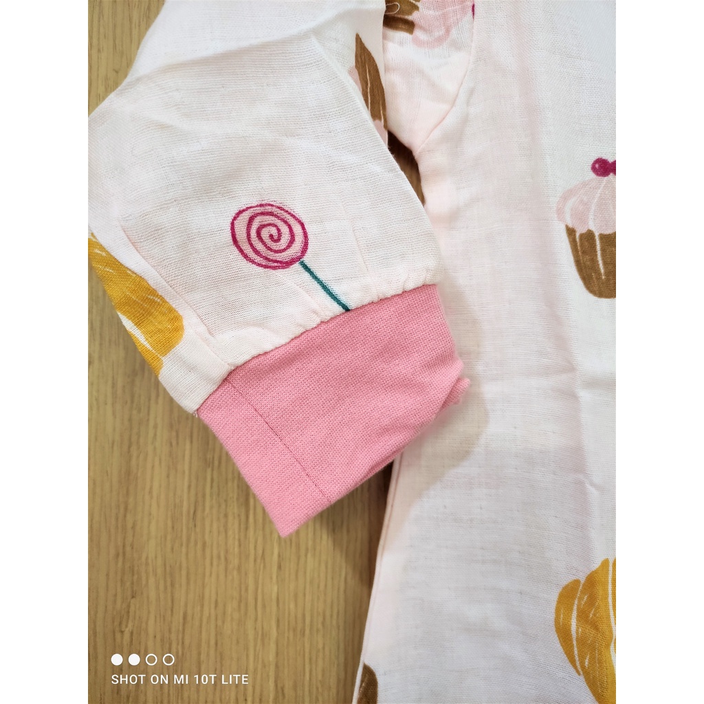 Bộ đồ ngủ mùa hè áo liền quần chất xô mát mịn cho bé Chính hãng (Muslin Tree)