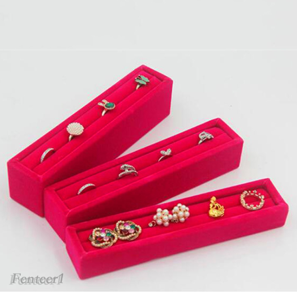 [Fenteer1] Bộ 3 Hộp Đựng Trang Sức Bằng Vải Nhung Sang Trọng