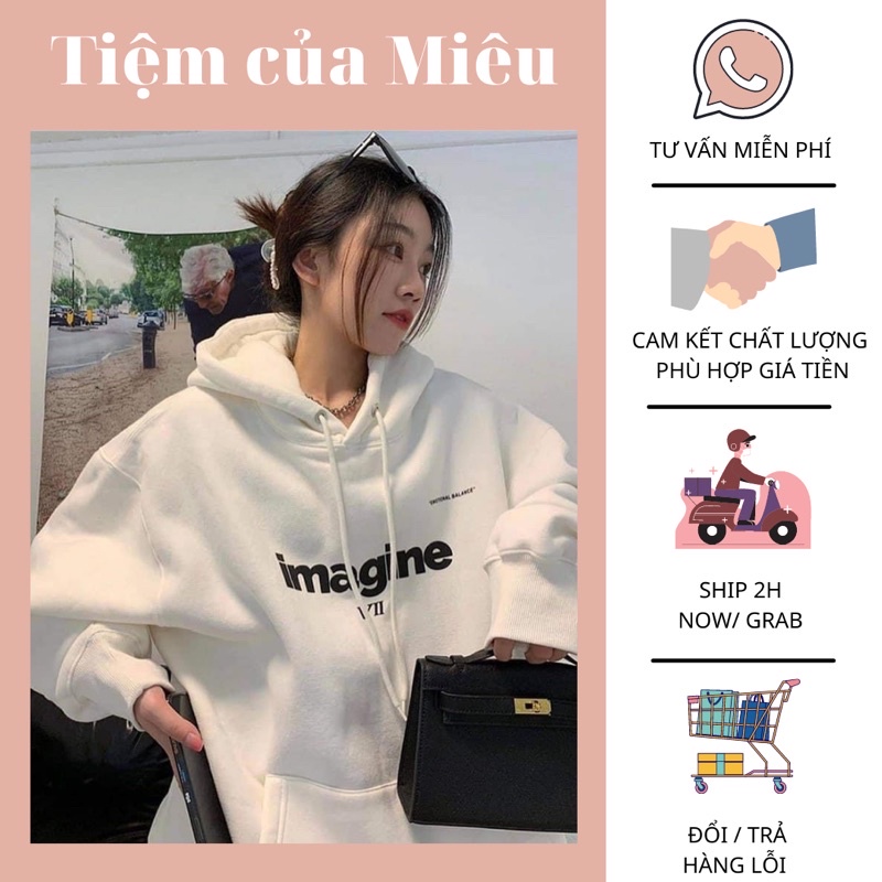 Áo hoodie nỉ Inmagine Trắng