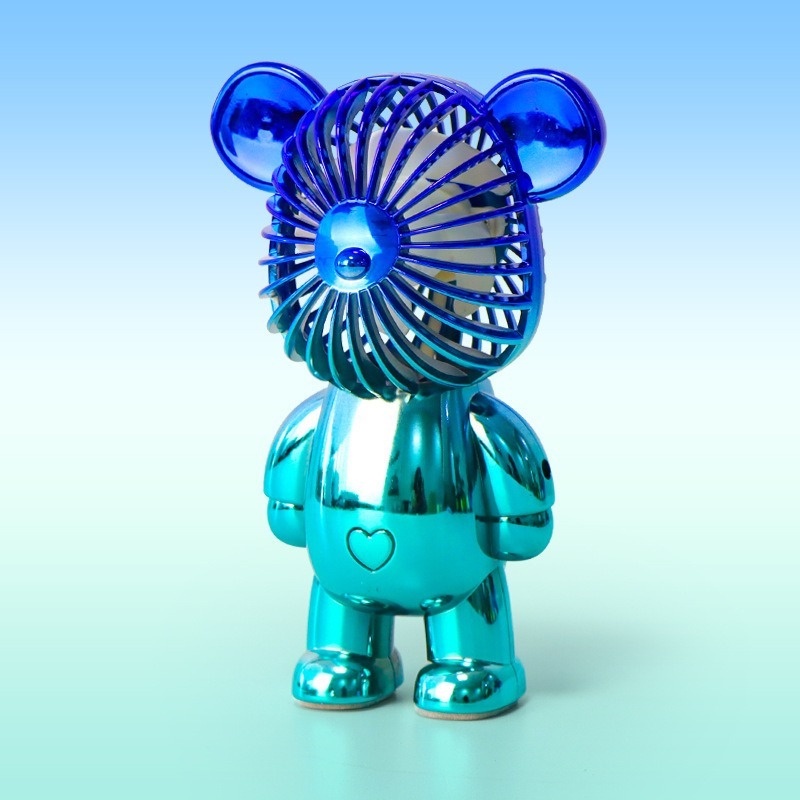 Quạt mini sạc usb Hình Gấu Màu Sắc Graffiti Mạ Điện Để Bàn Trang Trí