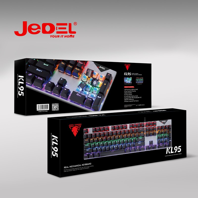 Bàn phím cơ chuyên game Blue Switch JEDEL KL 95 Led RGB Có 20 Chế Độ Màu - Chính Hãng