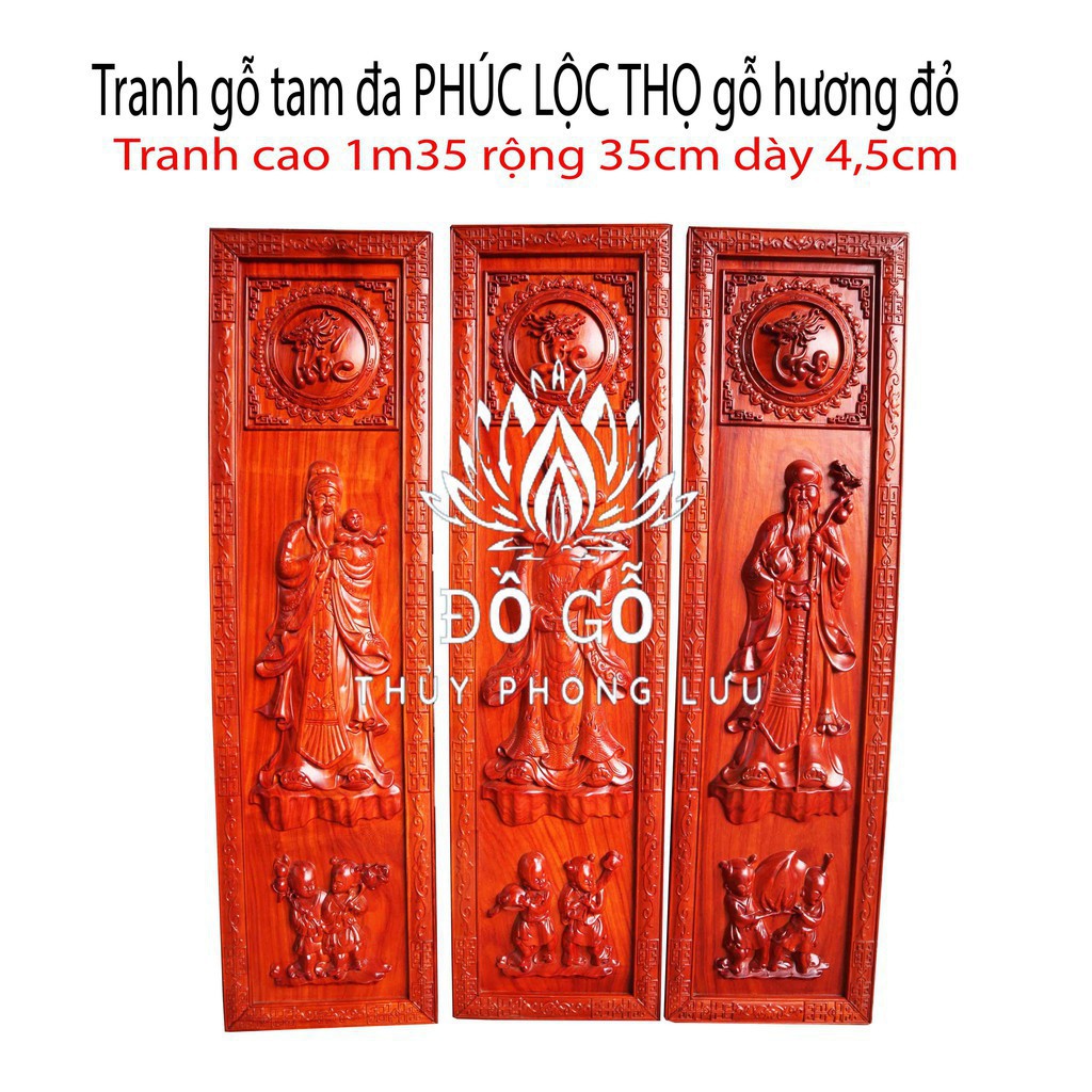 tranh tam đa gỗ hương đỏ-cao cấp sang trọng