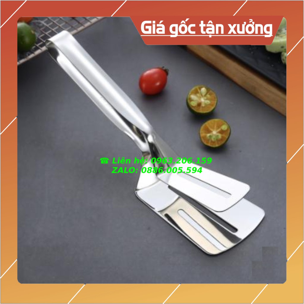 Kẹp inox gắp nóng thức ăn, xẻng gắp thực phẩm bằng inox, kẹp thức ăn thông minh, xẻng inox chiên đồ ăn