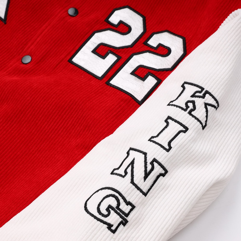 Áo Khoác Nam Nữ Nhung Tăm Jacket Varsity Graffiti King Brand V2 Màu Đỏ