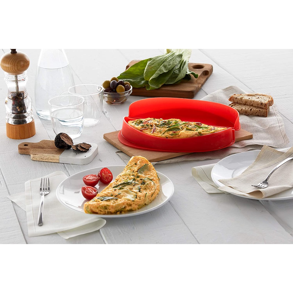 KHUÔN SILICONE HẤP TRỨNG LÒ VI SÓNG Lékue Omelette Maker - Microwave, MÀU ĐỎ - HÀNG NHẬP MỸ