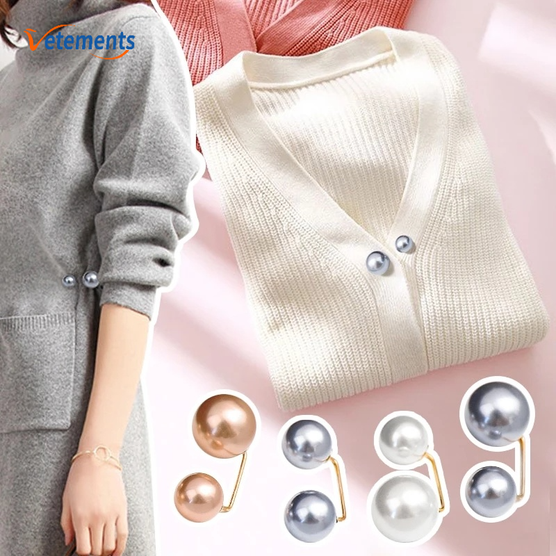 Set 3 ghim cài áo kim loại đính ngọc trai giả xinh xắn