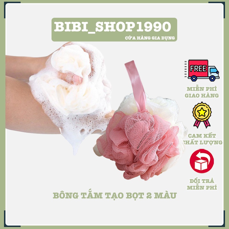 Bông tắm tạo bọt loại tròn 2 màu bằng vải lưới mềm mịn - Bông tắm lưới xuất Nhật (BP03)