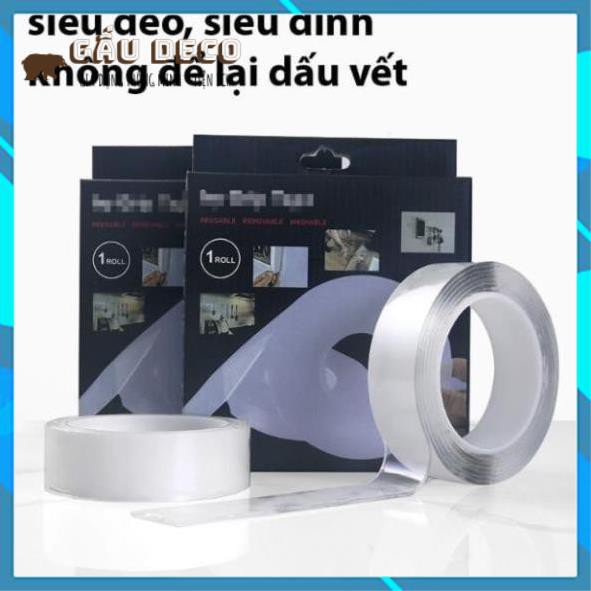 Băng keo nano 2 mặt siêu dính trong suốt - Băng dính hai mặt đa năng cường lực 3m