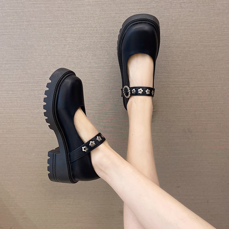 Giày Da Đế Dày Phong Cách Anh Quốc Cho Nữ