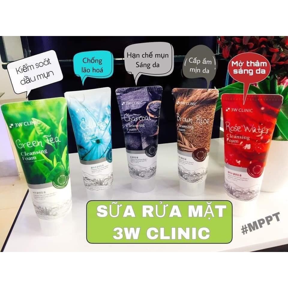 Sữa Rửa Mặt Cấp Ẩm,Làm Sạch 3W Clinic Cleansing Foam 100ml Hàn Quốc