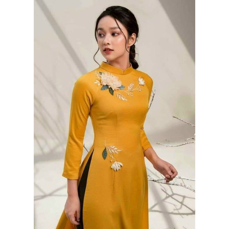 áo dài truyền thống kết hoa cực đẹp