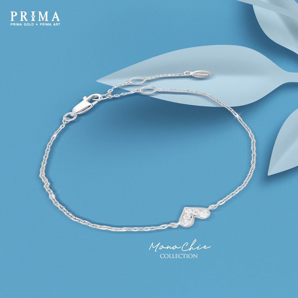PRIMA Lắc tay Kim Cương - Vàng 18K - BST MonoChic - Hình Trái tim - 105L0271