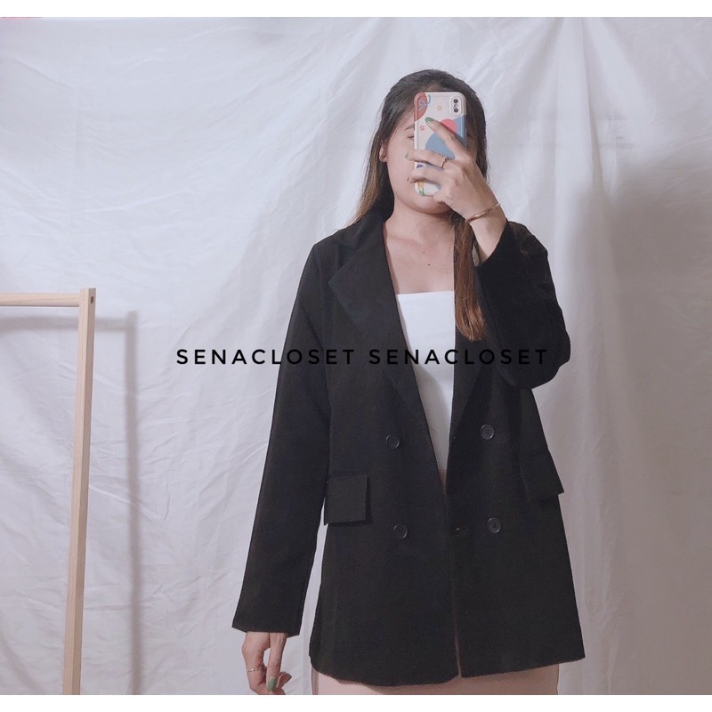 ÁO KHOÁC BLAZER 2 LỚP QUẢNG CHÂU MÀU ĐEN KIỂU DÁNG ULZZANG HÀN QUỐC (Ảnh thật/ video) | BigBuy360 - bigbuy360.vn