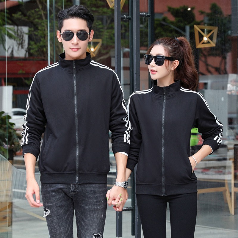 Áo Khoác Bomber Chất Dù 3 Sọc Cánh Tay Thể Thao Khóa Kéo Thời Trang Nam Nữ Unisex Phong Cách Hàn Quốc