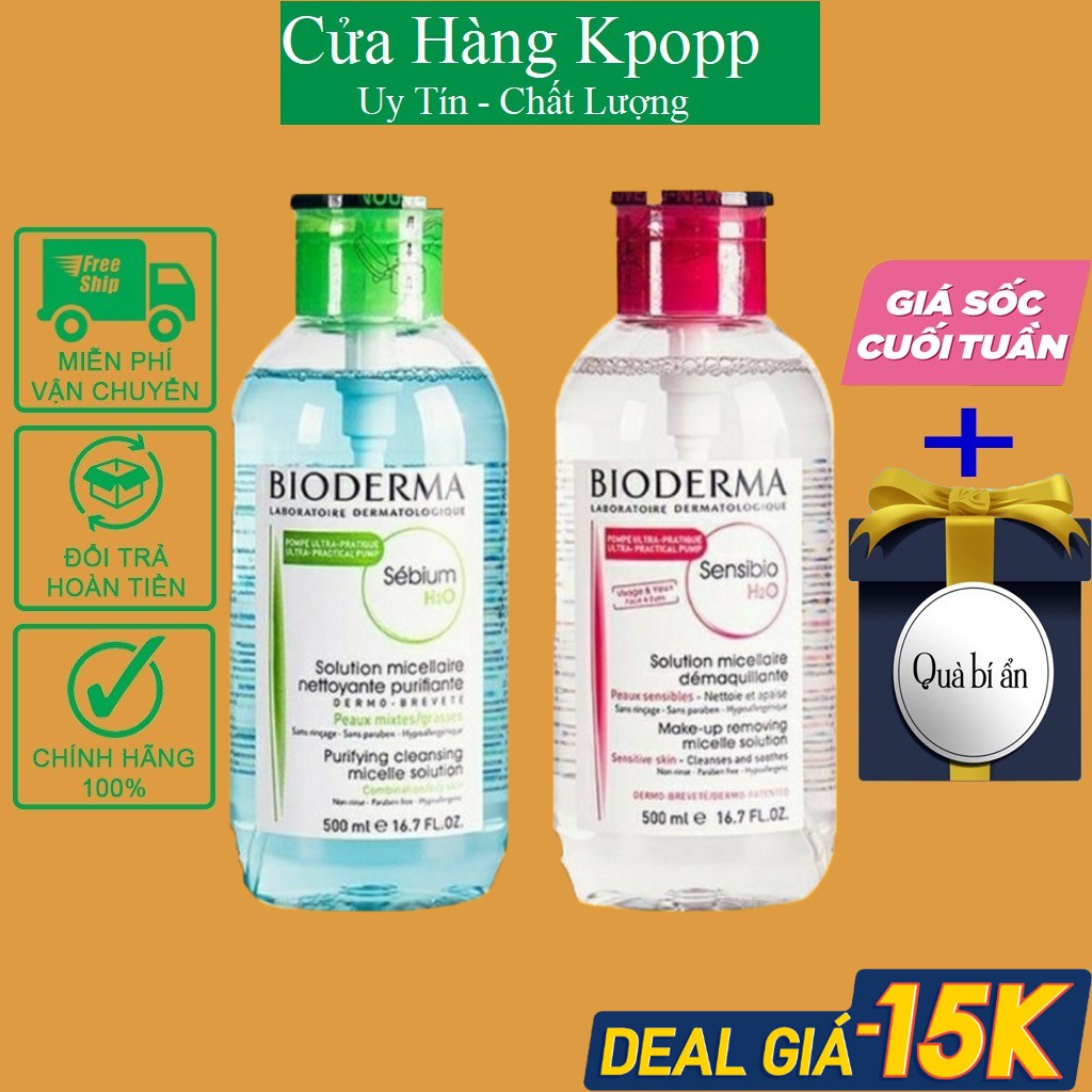 nước tẩy trang bioderma 500ml, Cho Da Nhạy Cảm và da dầu NEW