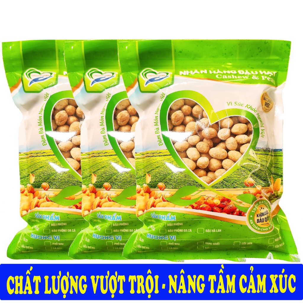 Combo 1,5 KG Đậu Phộng Da Cá Cốt Dừa Tâm Đức Thiện 3 Túi x 500GR